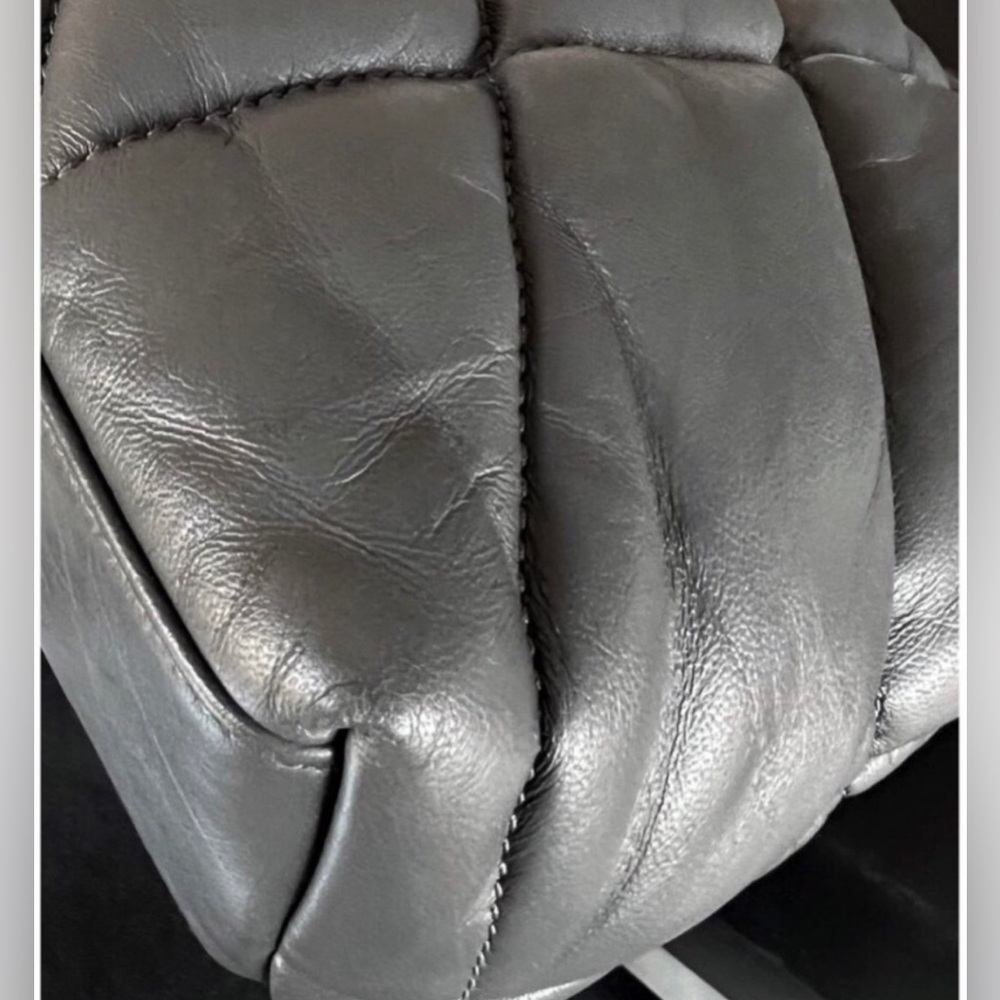 Yves Saint Laurent Small Puffer Bag - Quilted Lambskin, Storm Gray - Picture 9 of 12